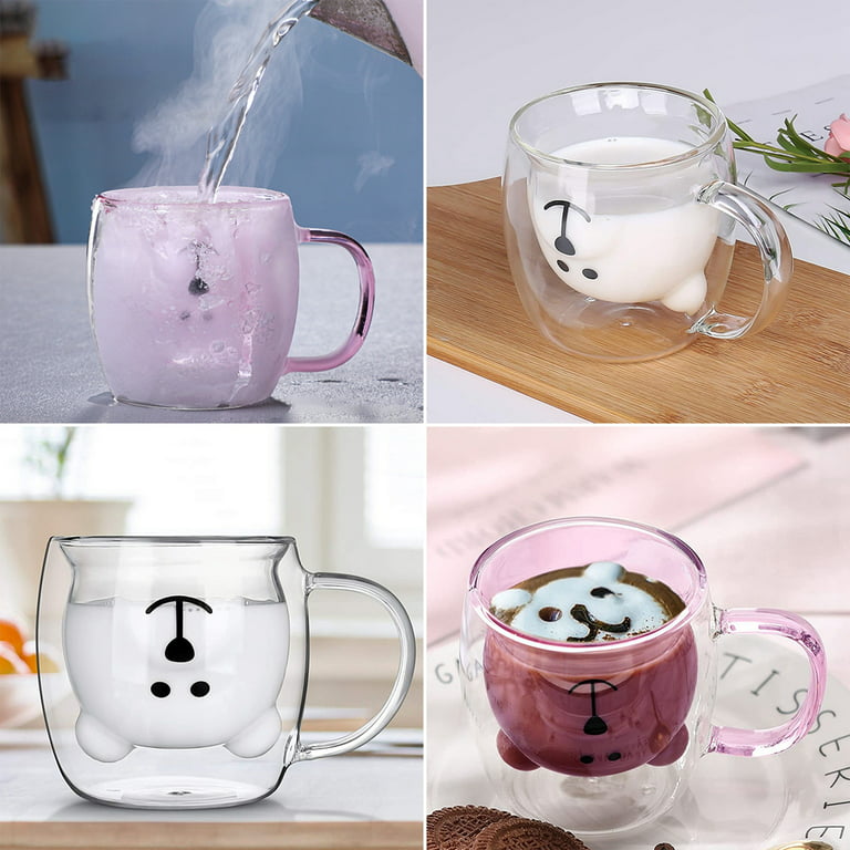Cute Bear Mugs Set Of 2 Cute Bear Tea Cup Double Wall Glass Milk