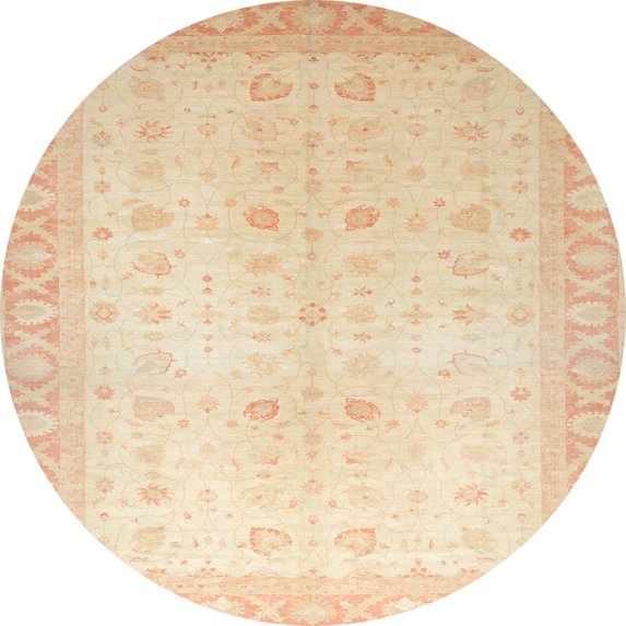 Ahgly Company Indoor Round Abstract Khaki Gold Oriental Area Rugs, 7' Round