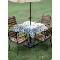 thumbnail image 3 of Outdoor Tablecloth with Umbrella Hole and Zipper, Blue Spring Floral Square Table Cloth 60x60 Inch Waterproof Tablecloth, Watercolor Elegant Pastoral Flowers Picnic Table Cover for Patio Camping, 3 of 7