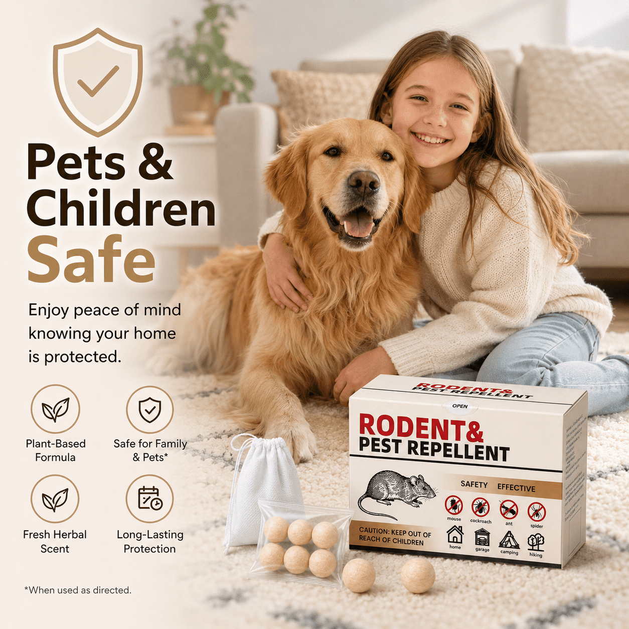 MouseRepellent 36 Balls, PeppermintRodentRepellent for Indoor & Outdoor Use, Long-Lasting Safe Mice Deterrent, Natural Effective Moth Balls forRodent Control for Home, Car & Garden