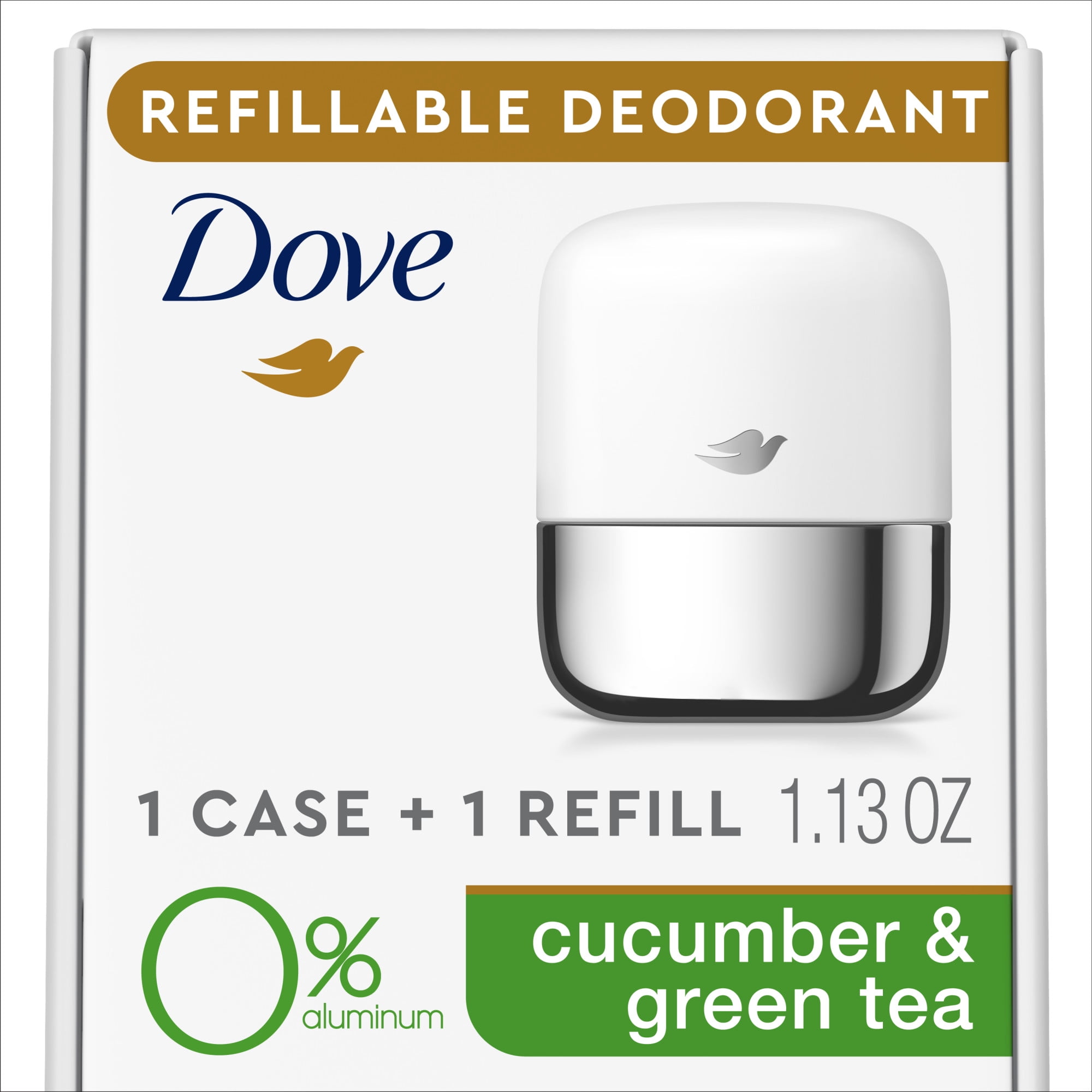 Dove Refillable Deodorant Starter Kit Cucumber & Green Tea Aluminum
