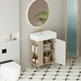 thumbnail image 3 of Tcbosik Bathroom Vanity with Ceramic Sink, 21 inch Vanity Cabinet with Soft Closing Door & Open Shelves, Space Saving, Green, 3 of 8