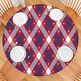 thumbnail image 2 of Red and Blue Star Argyle Pattern Round Fitted Tablecloth with Elastic Edge,Dining Table Cover Waterproof,Outdoor Round Tablecloth for Camping,Dining,Indoor and Outdoor, 2 of 7