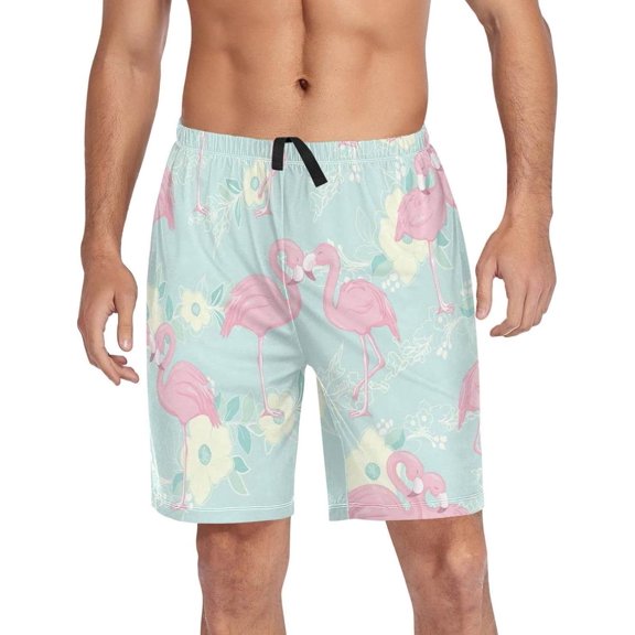 GZHJMY Flamingo Pajama Pants Short for Men, Lounge Pants Lightweight Men Pajama Bottoms with Drawstring Pockets, Christmas New Year Birthday Gifts, X-Large