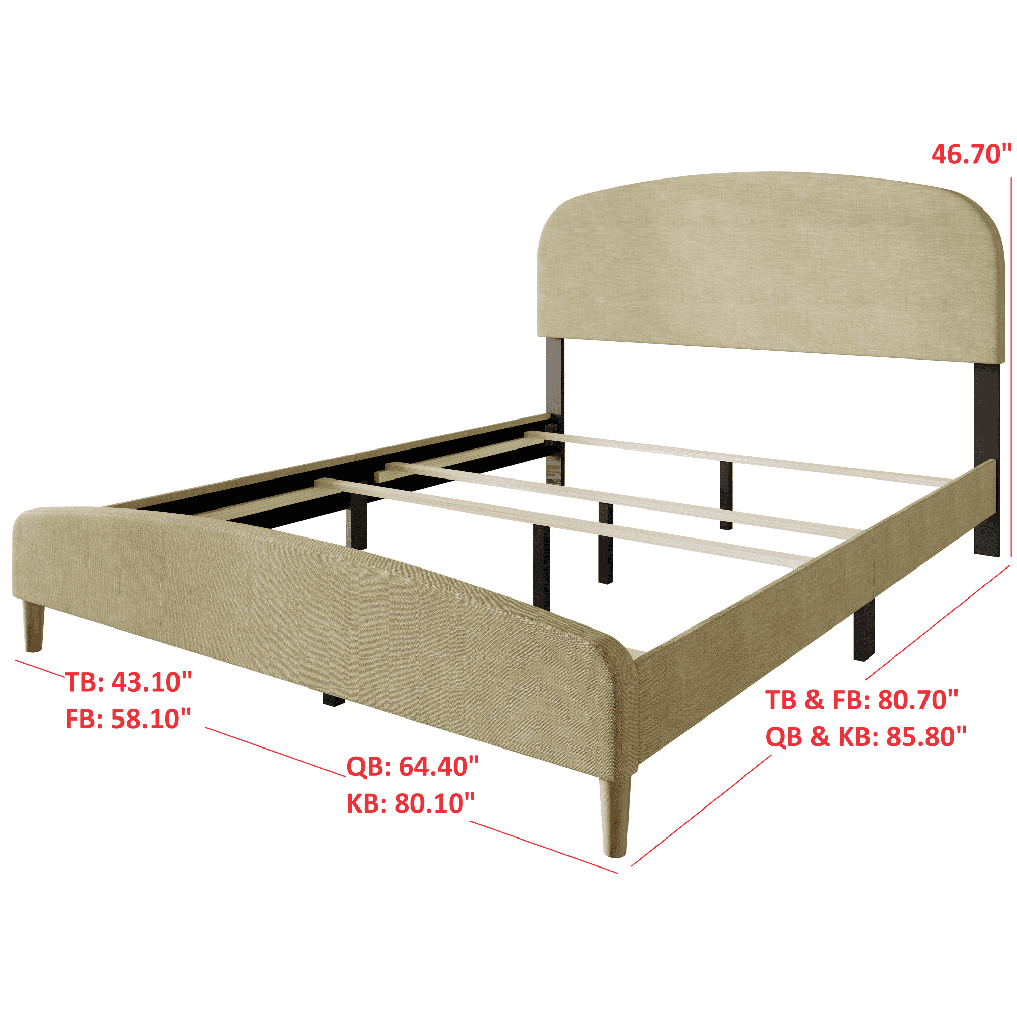 Home Design Rugby Twin Upholstered Panel Bed Frame, Brown, Easy Assembly