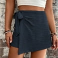 thumbnail image 3 of SOMER Women's Mini Skirts Skorts High Waist Wrap Elastic Side Tie Style for Beach Casual Holiday Trendy Summer 2026 Dark Blue, 3 of 7