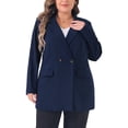 thumbnail image 1 of Blazers de mujer de tallas grandes Agnes Orinda con solapa y botones, con bolsillos, chaquetas de trabajo, blazer 2X azul marino, 1 of 6