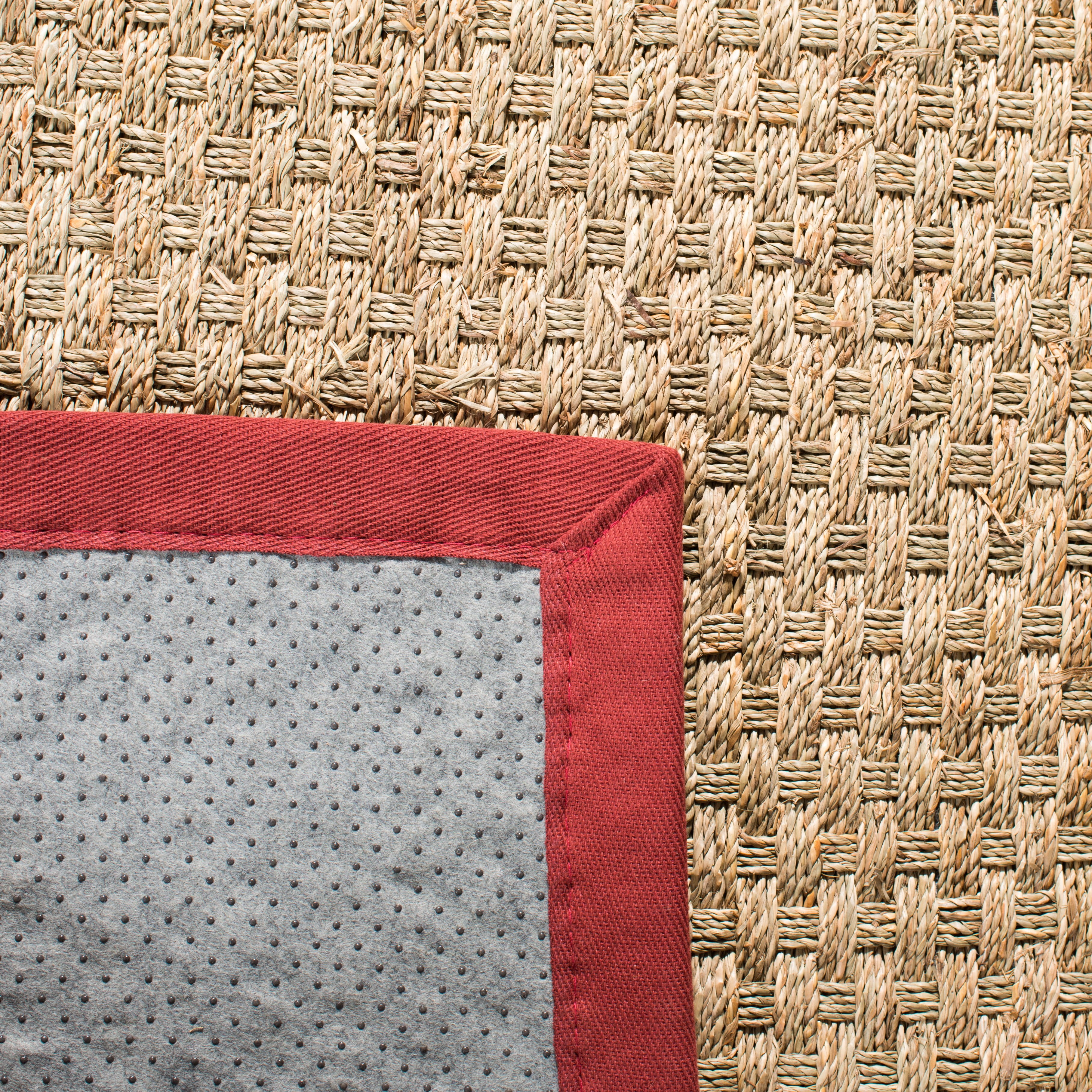 SAFAVIEH Natural Fiber Arbor Bordered Area Rug, Natural/Burgundy Red, 3' x 5' - Coastal Design, Natural & Burgundy Red, Seagrass, Ideal for Entryway, Kitchen, Living Room, Office, Bathroom, Bedside