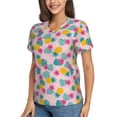 thumbnail image 2 of Wukai Pineapple And Leaves Classic V-Neck T-Shirt for Women: Comfortable, Stylish, and Versatile Wardrobe Essential-Small, 2 of 7