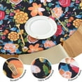 thumbnail image 4 of Elastic Edge Round Tablecloth with Elegant Floral Pattern, Water-Resistant Polyester, Fits 44-52 Inch Round Tables, 4 of 7