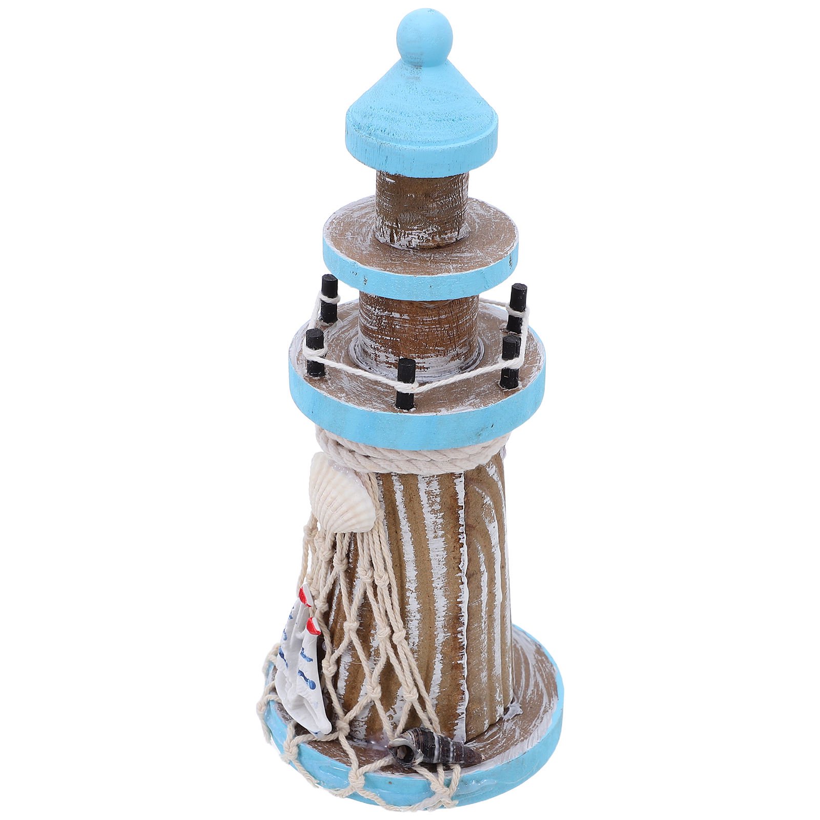WRISTBIQUE Mediterranean Style Wooden Lighthouse Figurine Nautical Ocean Theme Coastal Home Decor