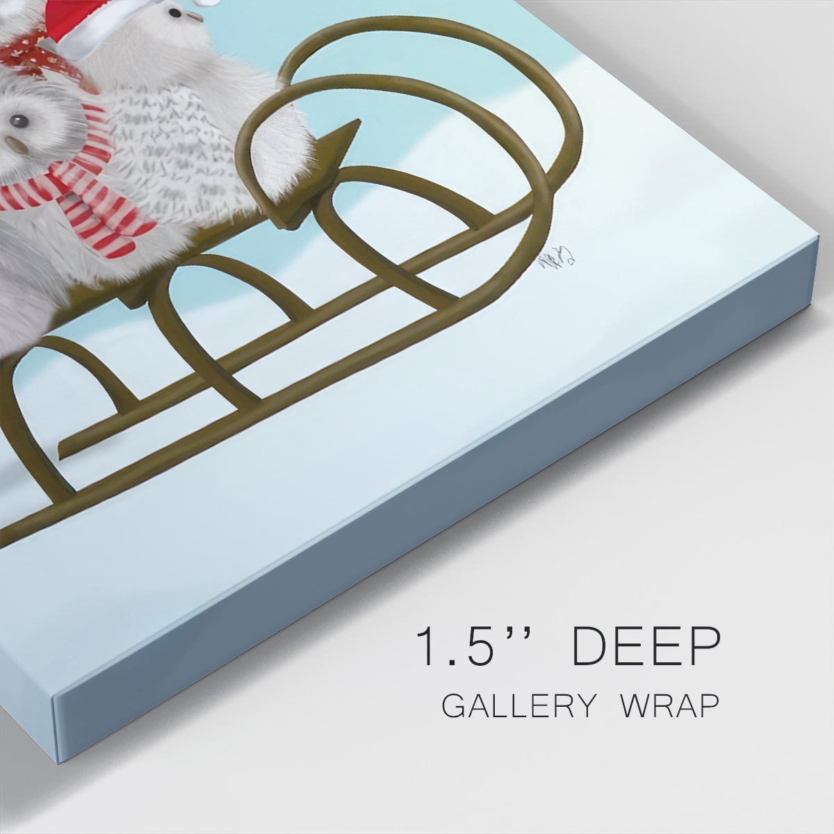Christmas Christmas Owl Sled- Gallery Wrapped Canvas