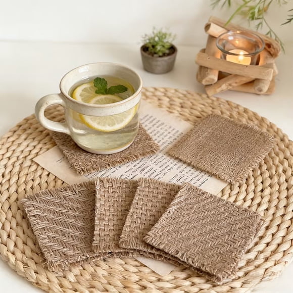 Sentmoon Coaster Cup Coasters Table Decor Vintage Style Linen Crocheted Aromatherapy Candle Accessory Styling Staged Photography Props for Protecting Tables and Furniture