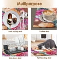 thumbnail image 5 of Coffee Mat for Countertops, Rose Peony Flower Vintage Dish Drying Mat 2 Pcs for Kitchen Coffee Bar Accessories, Coffee Maker Espresso Machine Dish Rack Hide Stain Rubber Backed 12x19in, 5 of 6
