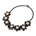 thumbnail image 3 of Daisies in Full Bloom Dark Brown and White Linked Flowers of Shell Necklace, 3 of 4