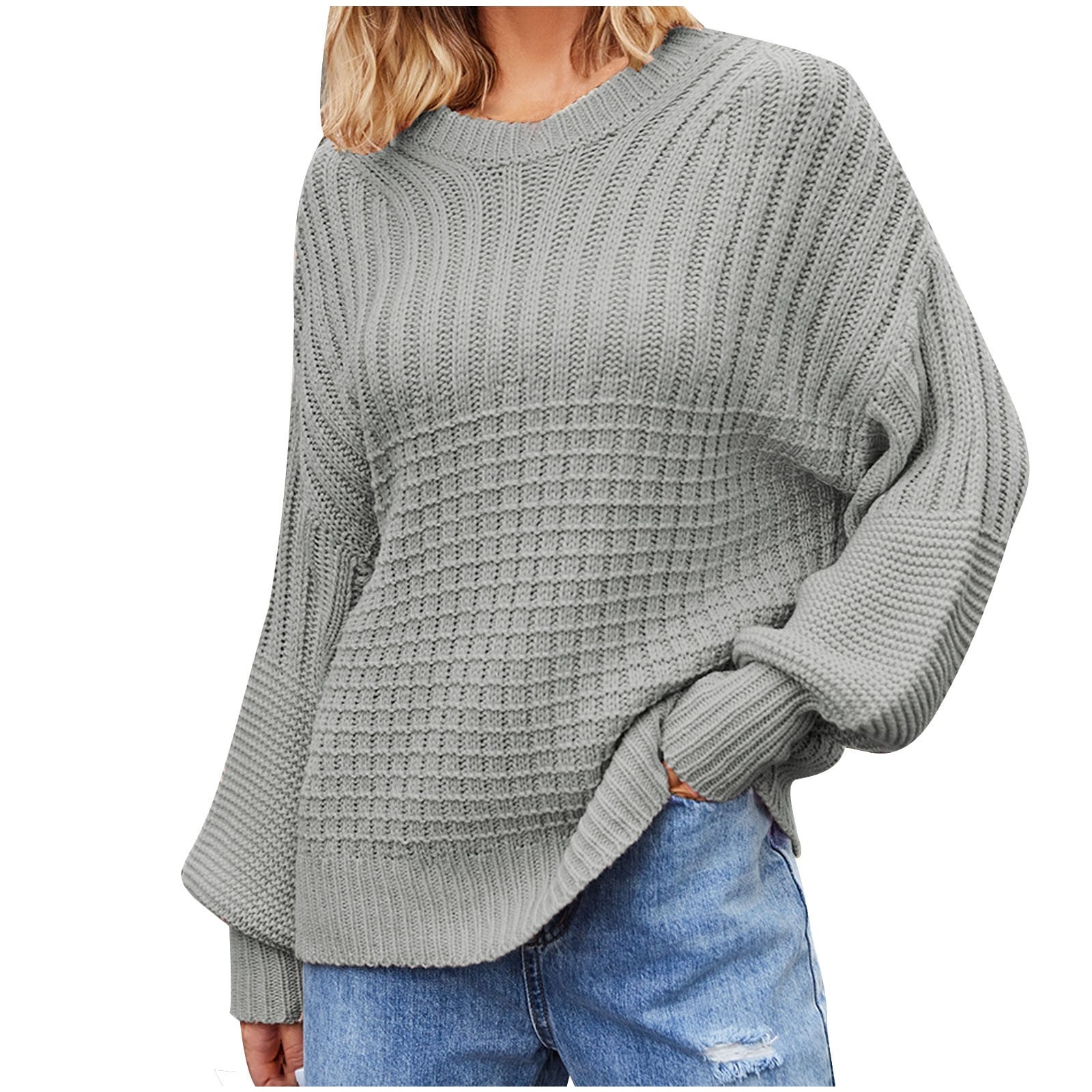 RKSTN Sweaters for Women Fall Winter New Fashion Long Sleeve Round Neck  Sweaters Oversized Loose Fitting Pullover Ribbed Knit Sweater Tops |  Walmart Canada