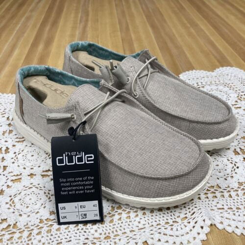 Size 9 Women's Hey Dude Wendy Chambray Beige/Tan Slip On Shoes