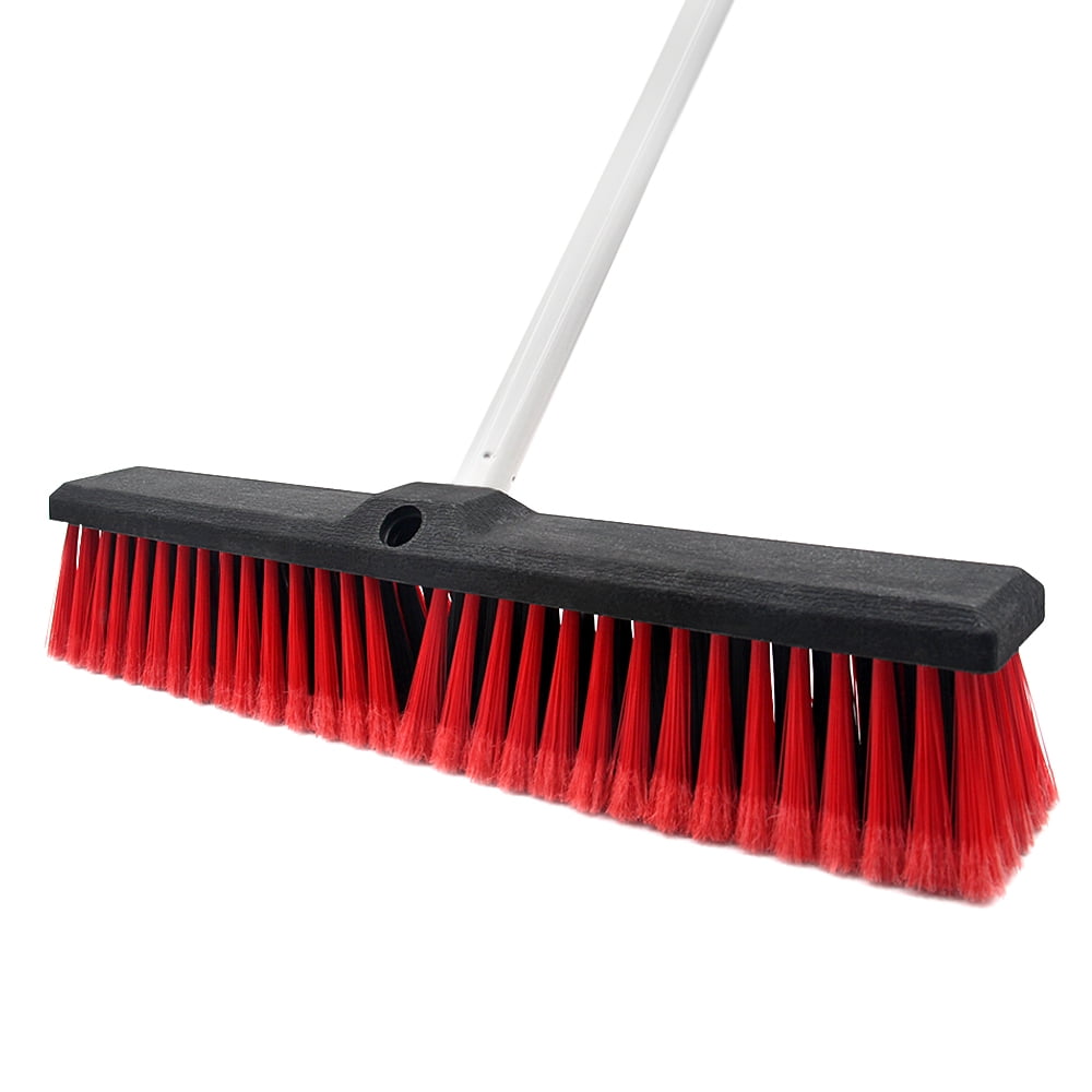 NEW 24" Broom Stiff Hard Bristle Cleaning Tidy Sturdy Brush Outdoor Garden Wide 