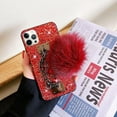 thumbnail image 4 of Compatible with iPhone 12 Pro Bling Diamond Case Luxury Sparkle Glitter Rhinestone Cute Fuzzy Furry Plush Ball Bracelect Wirst Strap Cover for iPhone 12 Pro 6.1 inch Women and Girls, 4 of 7