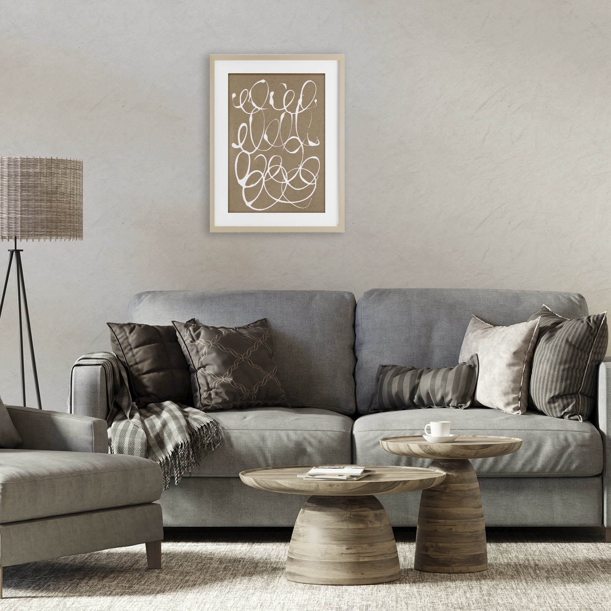 Stupell Industries Scribbled Taupe Circles Birch Framed Print Under Glass, design by Susan Bryant