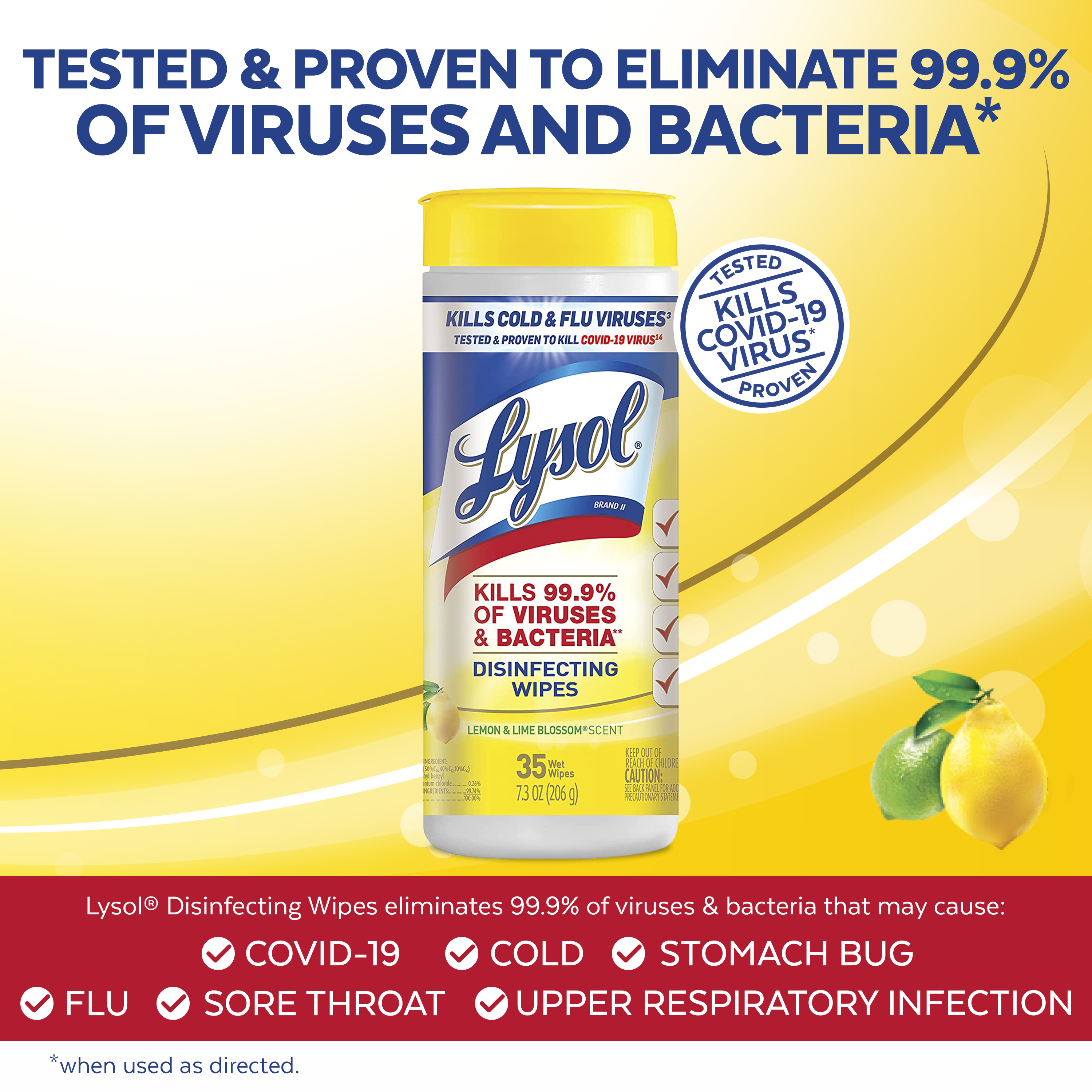 Lysol Disinfectant Wipes, Multi-Surface Antibacterial Cleaning Wipes, For Disinfecting and Cleaning, Lemon and Lime Blossom, 105 Count (Pack of 3) - image 3 of 6