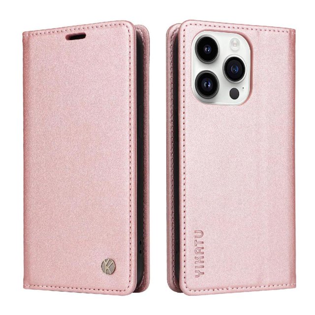 Funda para iPhone 15 Pro Estuche de Cuero PU Tipo Cartera con Ranuras para Tarjetas y Cierre Magnético