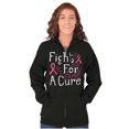 thumbnail image 3 of Breast Cancer Ribbon Fight for a Cure Zip Hoodie Sweatshirt Women Brisco Brands S, 3 of 6