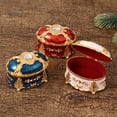 thumbnail image 3 of Amaiiu Jewelry Box Lid Sturdy Metal Ellipse Storage Boxes Rhinestone Dustproof Practical Pattern Holder Accessory Table Jewelry Blue, 3 of 10