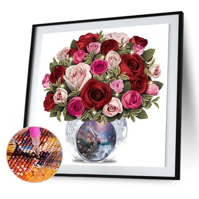 Cuadros Decorativos 5D bricolaje taladro redondo completo diamantes pintura Rose Kit Home Decor Art Craft (A5892) Wdftyju embutido en tela
