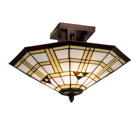 Meyda Tiffany - 28284 - Two Light Flushmount - Arrowhead Mission - Ca Beige Amber-85pack