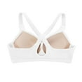 thumbnail image 3 of Mrat Cotton Bras for Women Wirefree Womens Seamless Ribbed Sports Bra Racerback Padded Slim Fitting Bras Underwear Gathered Suspender Bralettes Running Sports Bra S-202 White XL, 3 of 4