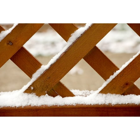 LAMINATED POSTER Cold Lattice Background Fence Snow Diamond Wood Poster Print 24 x (Best Way To Stain Wood Lattice)