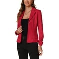 thumbnail image 4 of INSPIRE CHIC Women's Faux Suede Button up Casual Open Front Drawstring Long Sleeve Blazer S Red, 4 of 5