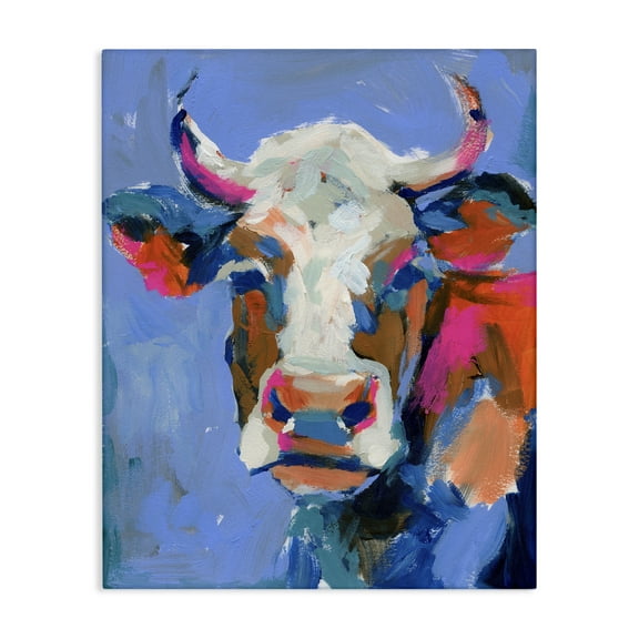 Stupell Industries Painterly Cow Portrait Animals & Insects Painting Gallery Wrapped Canvas Art Print Wall Art, 16 x 20
