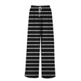 thumbnail image 5 of FUNUONY Flowy Wide Leg Palazzo Pants for Women - High Waist Casual Beach Lounge Stripe Pants Loose Dress Pants Stretchy Trousers Dress Pants Petite Wide Leg Summer Beach Casual Trousers Black L, 5 of 5