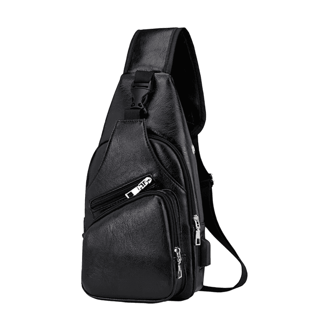 Pechera Mochila Cruzada Tipo Piel Negro