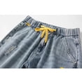 thumbnail image 4 of Men‘s Summer Ripped Denim Shorts Fashion Cuffed Hem Short Jeans Elastic Waist Mid Length Jeans Male Short Jeans Clothing, 4 of 6