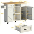 thumbnail image 4 of 51.5'' Rolling Kitchen Island with Storage Cabinet & Drawers, Drop Leaf Kitchen Cart, Farmhouse Portable Mobile Islands on Wheels, Large Butcher Block Table with Tower/ Spice and Wine Rack, White, 4 of 9