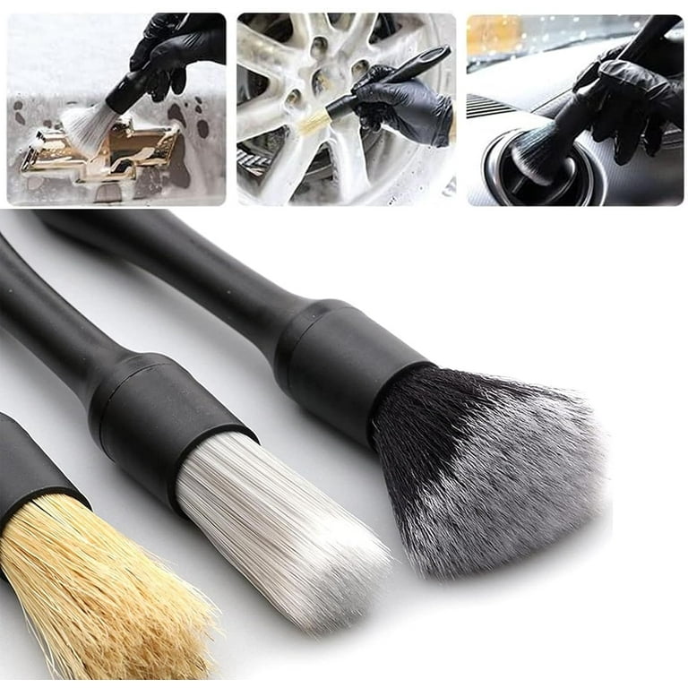 Car Brush 6PCS Car Detailing Brush Set, Ultra Soft Boars Hair Car