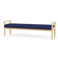thumbnail image 2 of Amherst Wood Reception Waiting Room 19" 3 Seat Bench / Natural Wood / Blue, 2 of 5