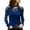 A-Blue129, variant on Bibifish Womens T-shirts Slim fit Floral Embroidery Lace up U-neck elegant pullover tees Long Sleeve stretchy tee Tops for Ladies