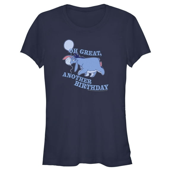 Junior's Winnie the Pooh Eeyore Oh Great Another Birthday Graphic Tee Navy Blue Small