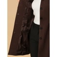 thumbnail image 6 of INSPIRE CHIC Women's Peter Pan Collar Single Breasted Winter Overcoat S Deep Brown, 6 of 7
