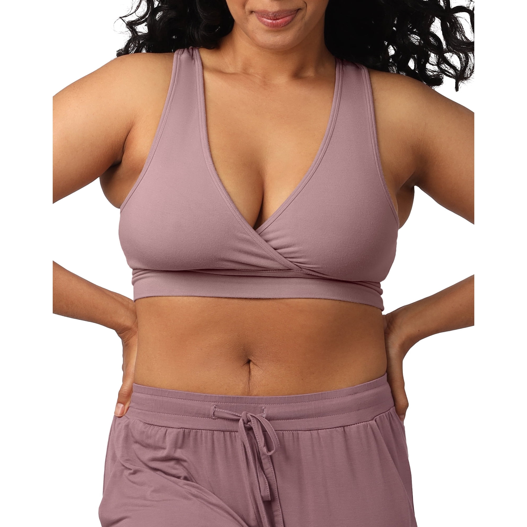 Kindred Bravely French Terry Nursing Bra for Breastfeeding and Sleep, Racerback Crossover, Soft and Stretchy Maternity Bra (Twilight, Small)