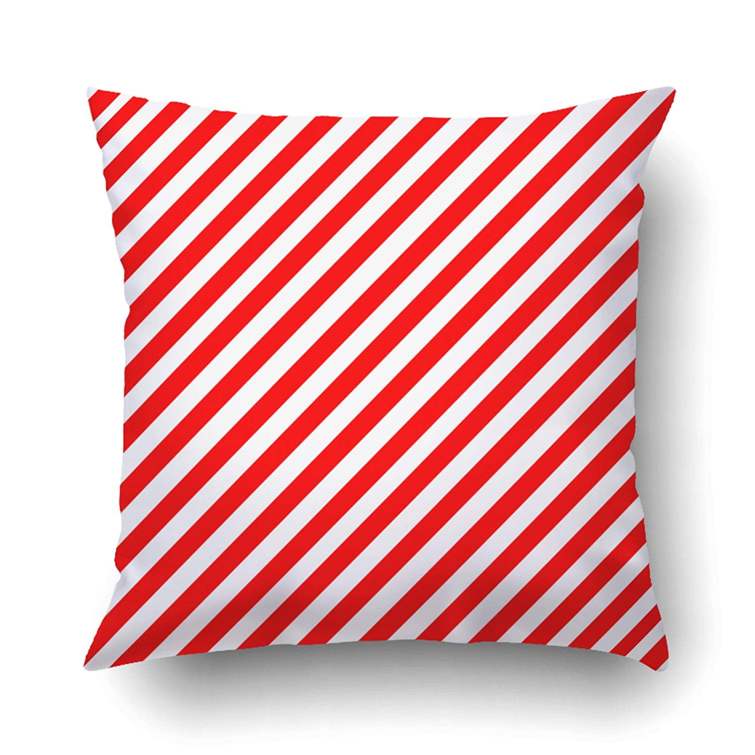 ARTJIA Diagonal Stripe Red White Pattern Pillowcase Pillow Cushion