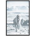 thumbnail image 3 of PixonSign Framed Canvas Print Wall Art Horse Walks in Desert Canyon Animals Wildlife Photography Modern Art Farmhouse/Country Ultra Blue and White for Living Room, Bedroom, Office - 24"x36" Black, 3 of 5