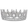 thumbnail image 1 of EeaseMX Elegante corona de novia, tocado de boda, tocado encantador, accesorio para vestido de novia, adorno para el cabello de fiesta para mujer (plata y blanco), 1 of 8