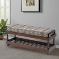thumbnail image 4 of Modern Upholstered Bench with Shoe Rack & Cushion Seat – Wooden Frame with Fabric Top – Entryway, Bedroom, or Hallway Seating Gray Geometric Pattern, 4 of 5