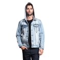 thumbnail image 7 of Victorious Men's Hoodie Layered Distressed Denim Jacket with Removable Hood DK109 - ICE - 2X-Large, 7 of 7