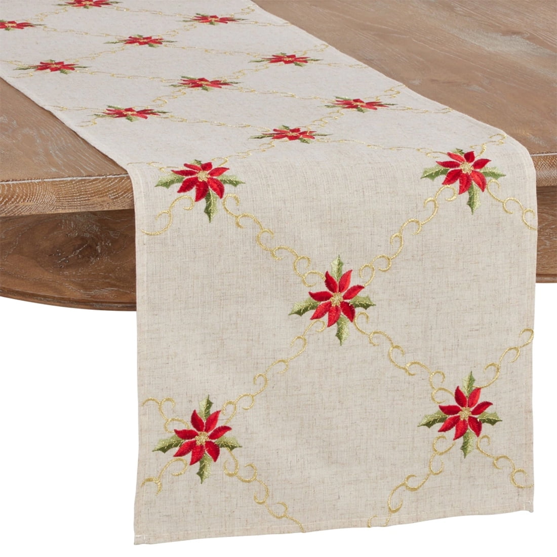 Fennco Styles Holiday Christmas Embroidered Snowflak 16 x 72 Inch Table